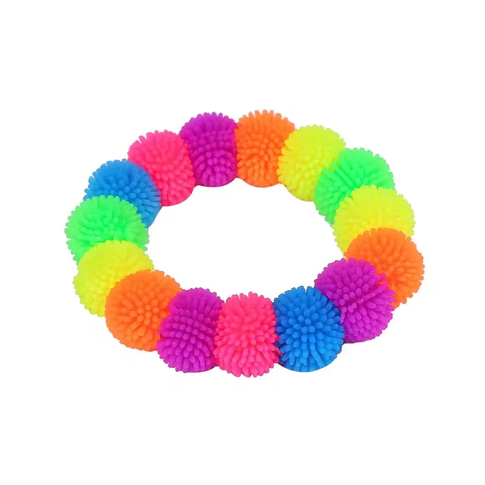 rainbow-colored tactile sensory bracelet.