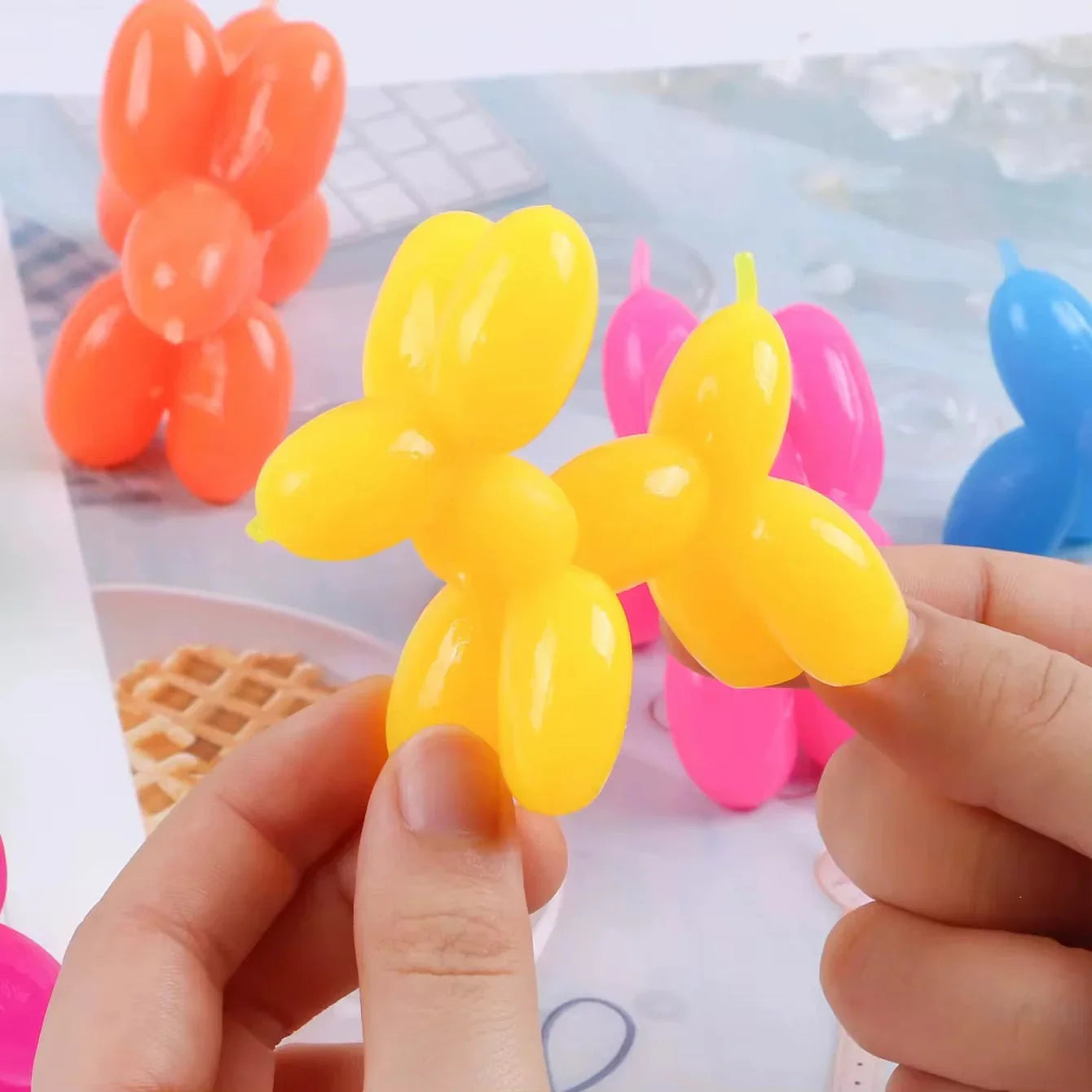 stretchy and flexible balloon dog fidget toy