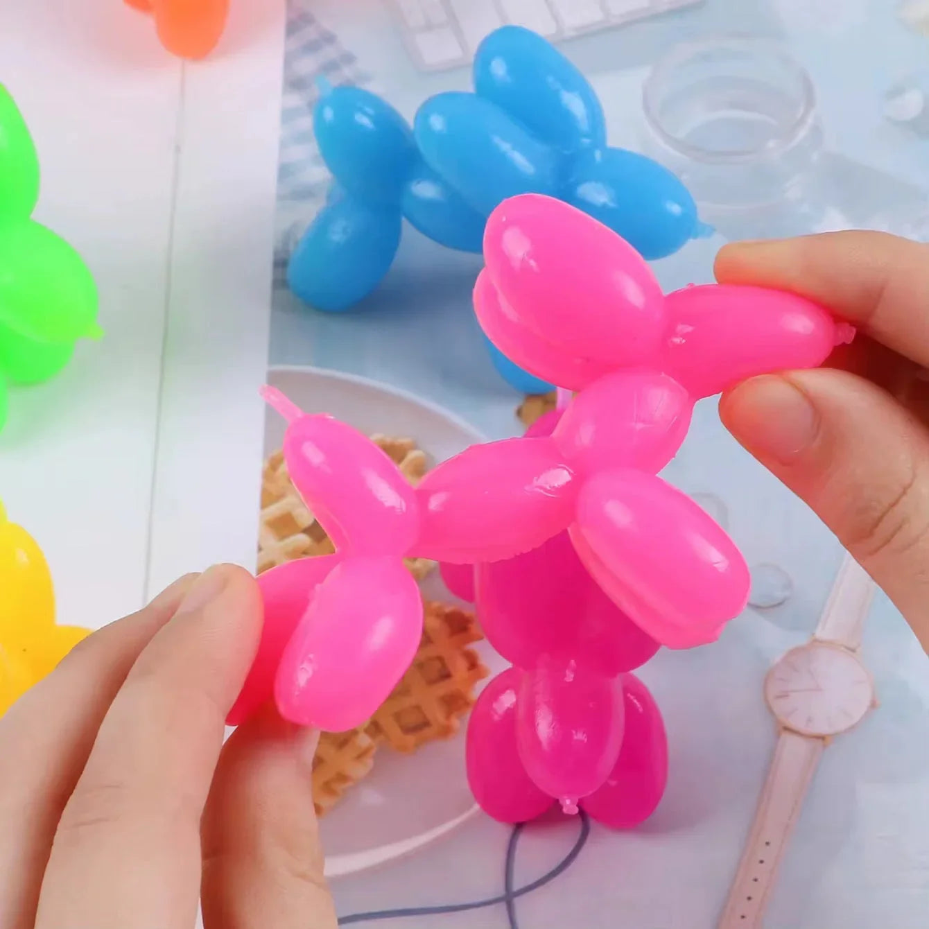 stretchy and flexible balloon dog fidget toy
