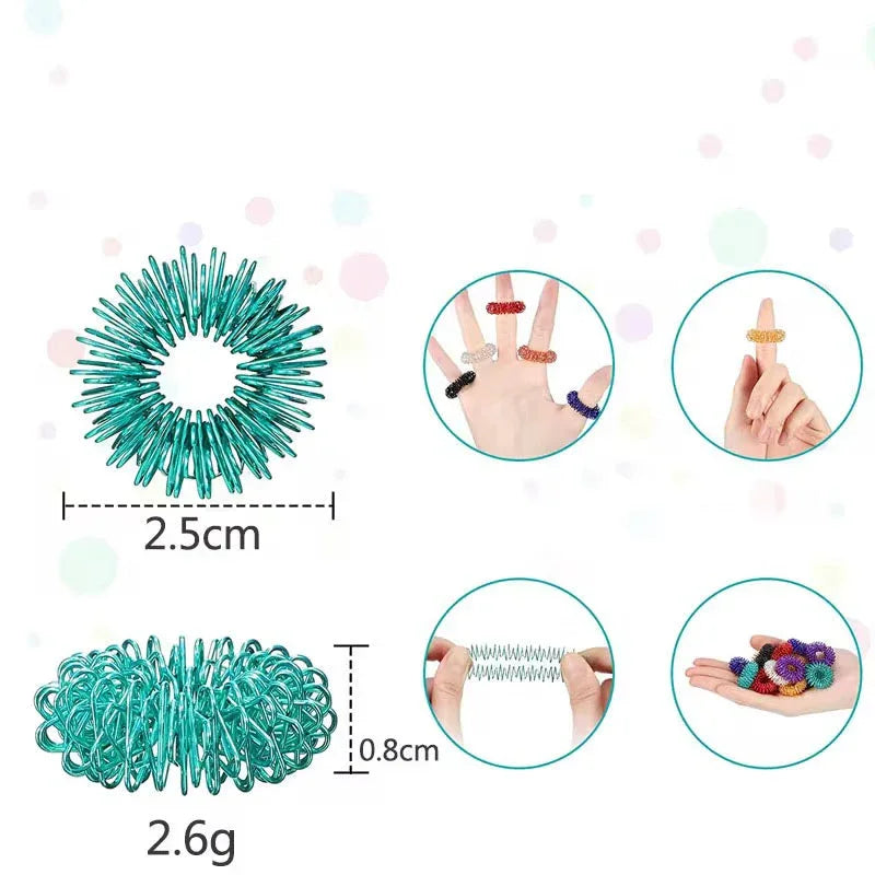 Spikey tactile wire fidget ring 2 pieces