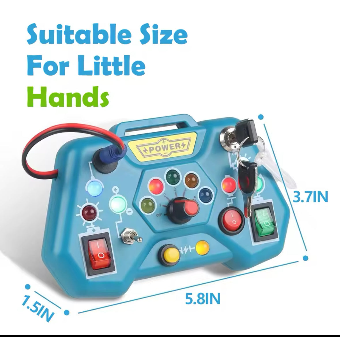 Controller Montessori Busy Board features LEDs and switches