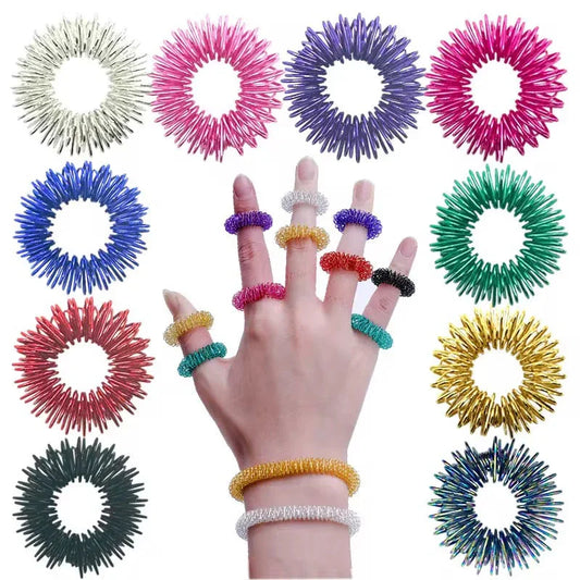 Spikey tactile wire fidget ring 2 pieces